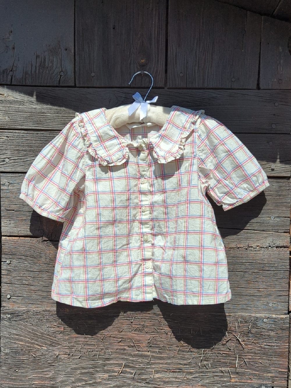 H&M Plaid Shortsleeve Button-Up Shirt, 6-7yrs